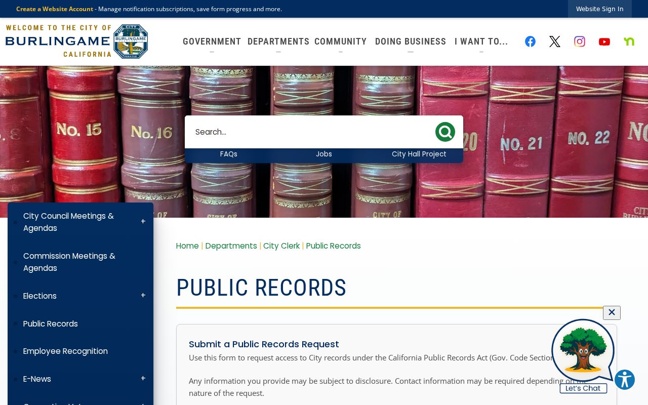 Burlingame people search city public records archive