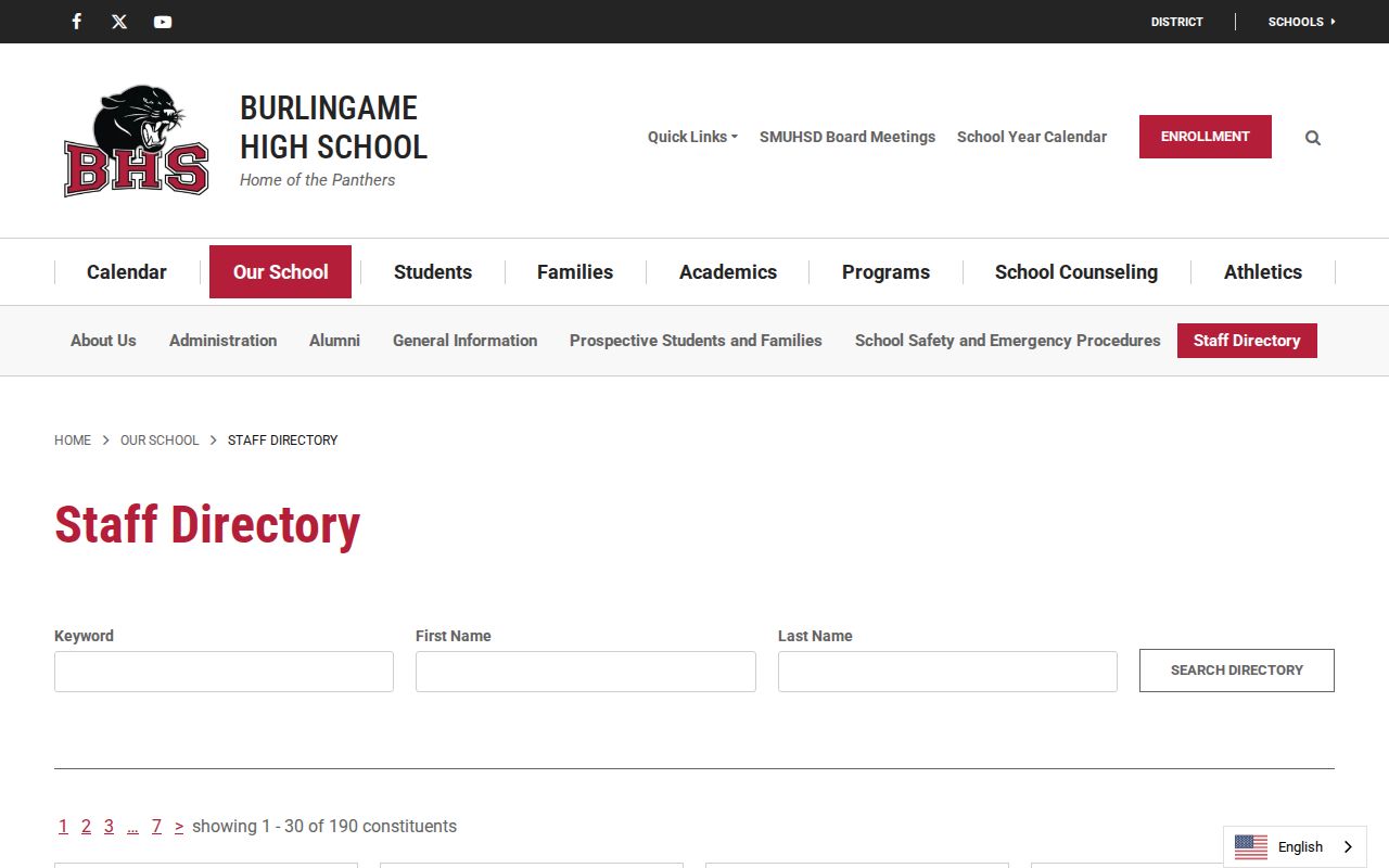 Burlingame people directories Burlingame High staff directory