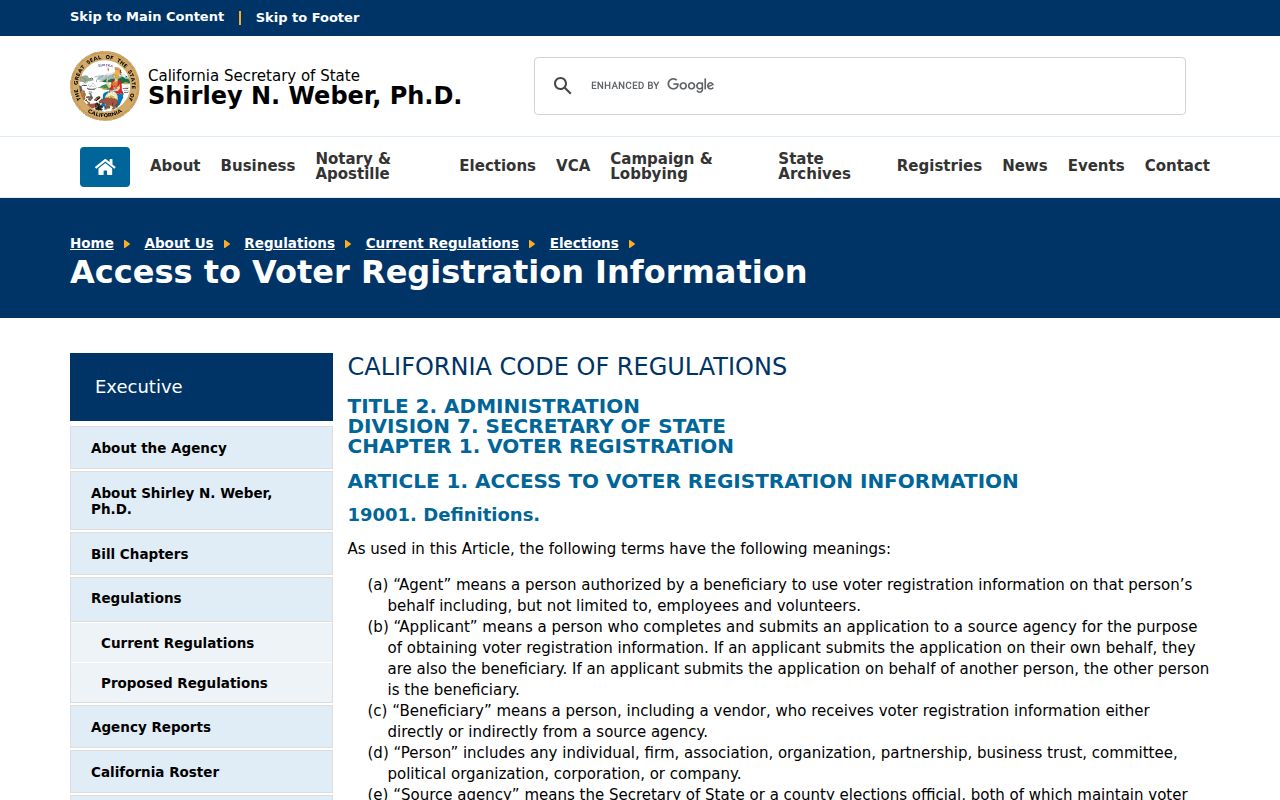 Burlingame voter registration records California access regulations